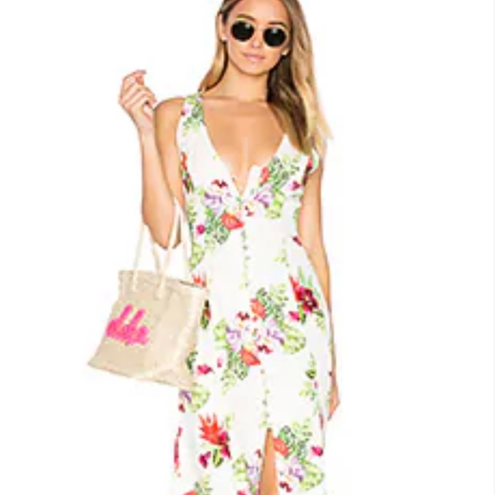Privacy Please x Revolve Lomax floral button front maxi dress (size S)